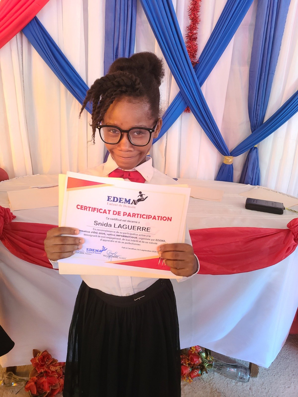 Remise des certificats,formation d'été 2026